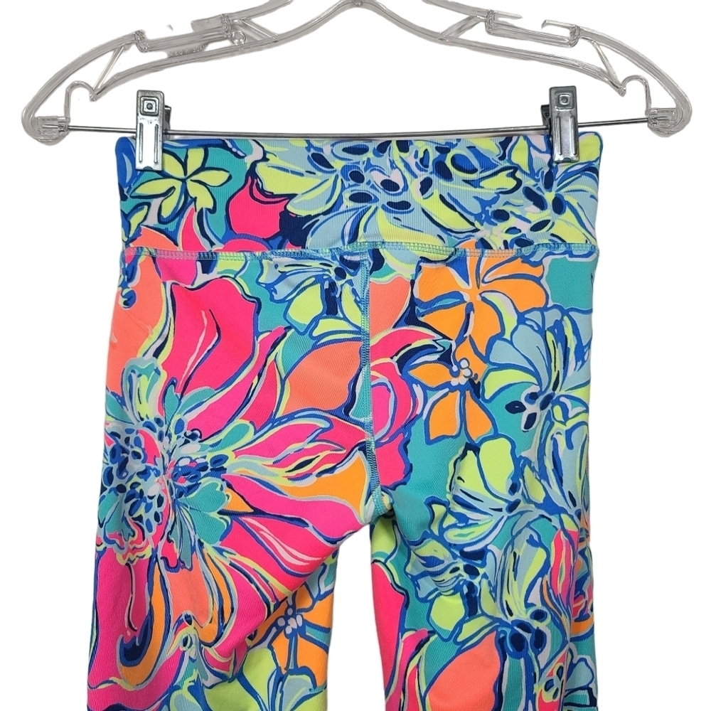 Lilly Pulitzer Luxletic Blue Pink Green Orange Colorful Leggings XS - Picture 4 of 8